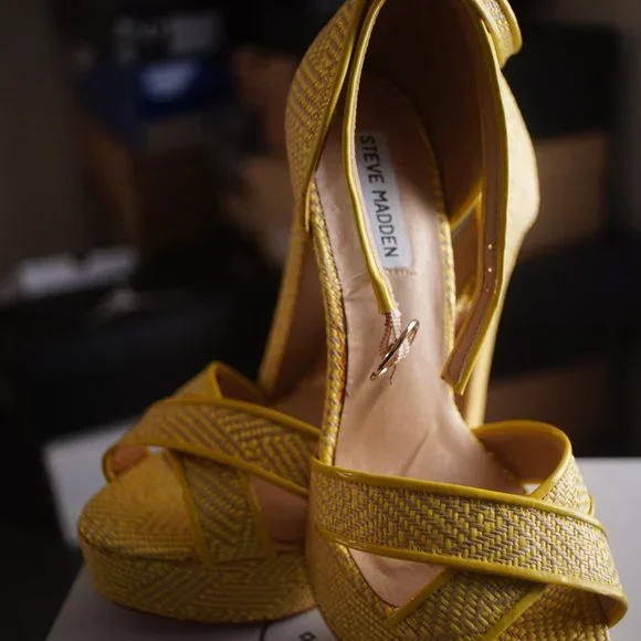 Steve Madden heels prada size 9 tropical havana yellow - Picture 3 of 10